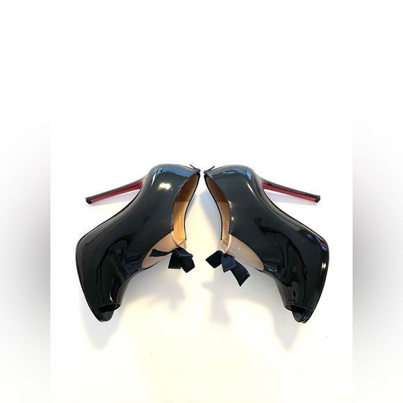 Christian Louboutin Estandono Patent Bow Booties Sz:37 Rare - Picture 9 of 15